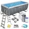 Bestway, basen stelażowy z pompą filtrującą i akcesoriami, prostokątny, 412-201-122 cm, zestaw 11w1