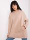 Bluza damska z kapturem, oversize, beżowa, Basic Feel Good