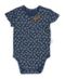 Body dziewczęce z krótkim rękawem, granatowe, kokardka, Nicol