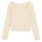 Cool Club, Bluzka dziewczęca z długim rękawem, crop top, prążkowana, beżowa