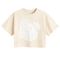 Cool Club, T-shirt dziewczęcy, crop top, beżowy