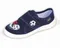 Kapcie chłopięce, granatowe, skórzana wkładka, Nazo