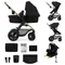 Kinderkraft, Moov 2, Air Wheels, wózek wielofunkcyjny 4w1, Pure Black