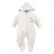 Kombinezon przejściowy niemowlęcy z kapturem, welurowy, ecru, Eevi