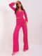 Komplet damski, Bluzka z długim rękawem, Spodnie materiałowe, różowy, Lakerta