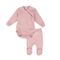 Komplet dziewczęcy, Body z długim rękawem, Półśpiochy, prążkowany, różowy, Tup Tup