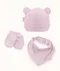 Komplet niemowlęcy, Czapka, Rękawiczki niedrapki, Apaszka, różowy, Iltom