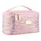 Peterson, kosmetyczka kuferek, cekinowa, różowa
