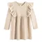 Sukienka dziewczęca z długim rękawem, beżowa, Nicol