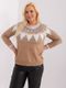 Sweter damski, plus size, beżowy, P-M