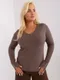 Sweter damski, plus size, brązowy, P-M