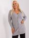 Sweter damski, rozpinany, plus size, szary, P-M