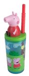 Świnka Peppa, butelka do picia ze słomką i figurką 3D, 360 ml