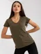 T-shirt damski, khaki, Basic Feel Good