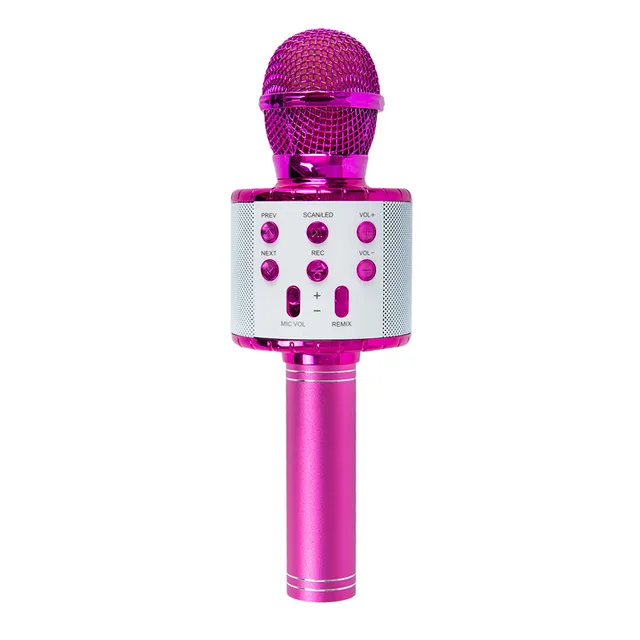 Smiki, mikrofon bluetooth z głośnikiem, różowy metaliczny