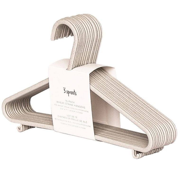 3 Sprouts, Eko, wieszaki dla dzieci, gray, 15 szt.