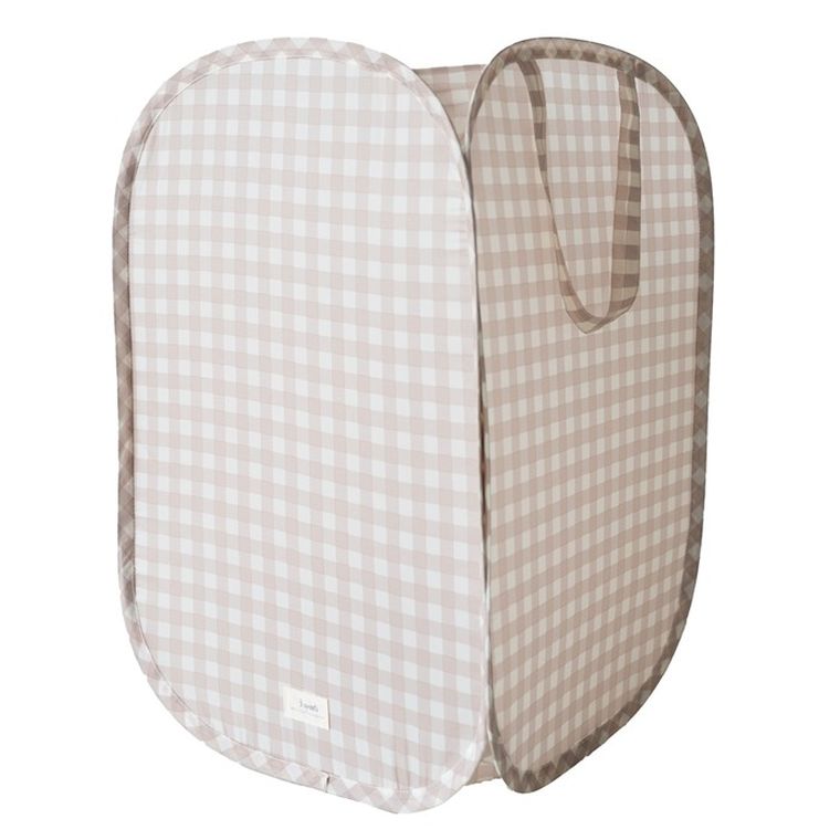 3 Sprouts, Pop-up, Gingham, kosz na pranie i zabawki, beige
