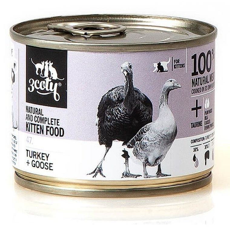3coty, 3Coty Turkey + Goose, karma dla kota, dla kociąt, 180g