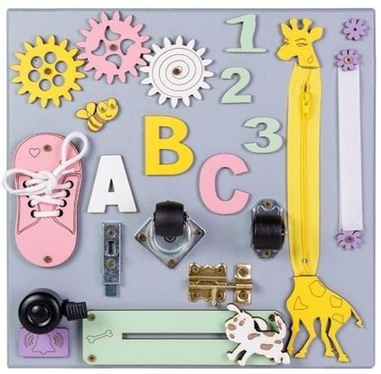 3TOYMS, tablica manipulacyjna, kolorowa, 30-30 cm