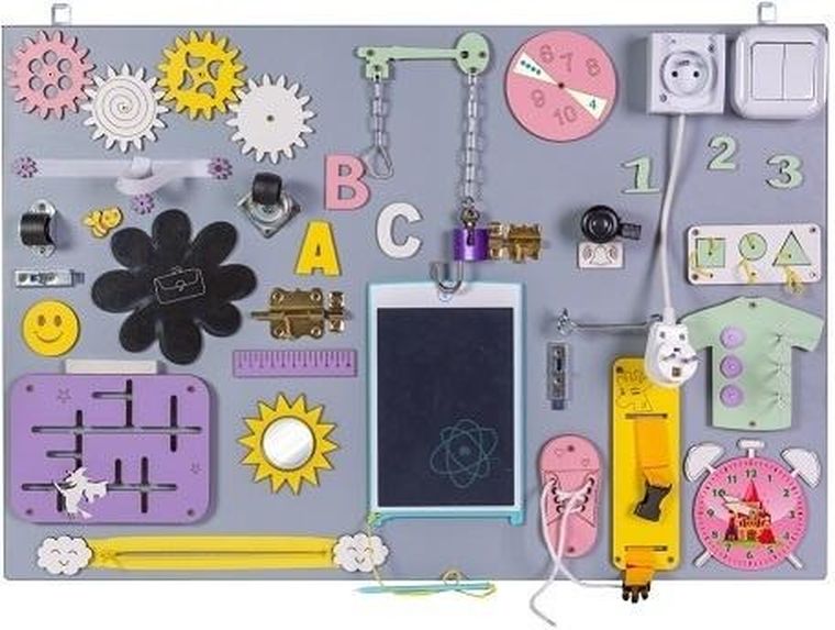 3TOYMS, tablica manipulacyjna, kolorowa, 50-75 cm