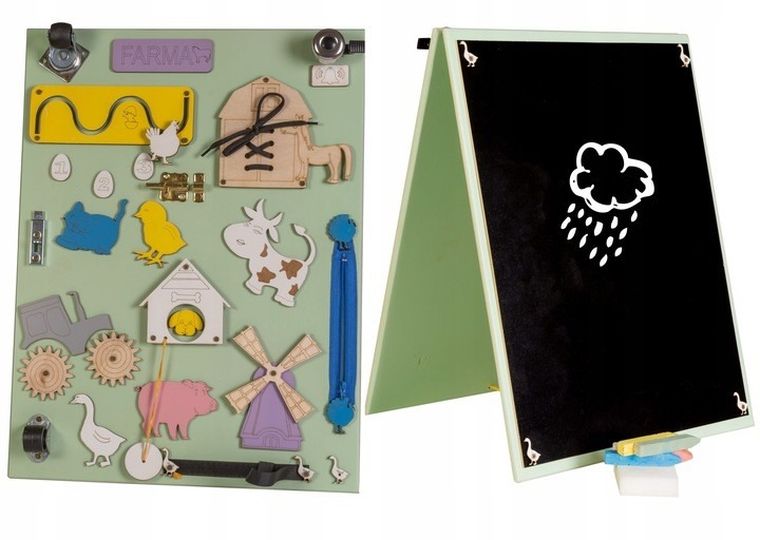 3TOYMS, tablica manipulacyjna, rozkładana, farma, 50-37.5 cm