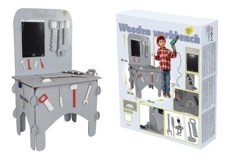 3TOYMS, warsztat z narzędziami, szary, drewniany
