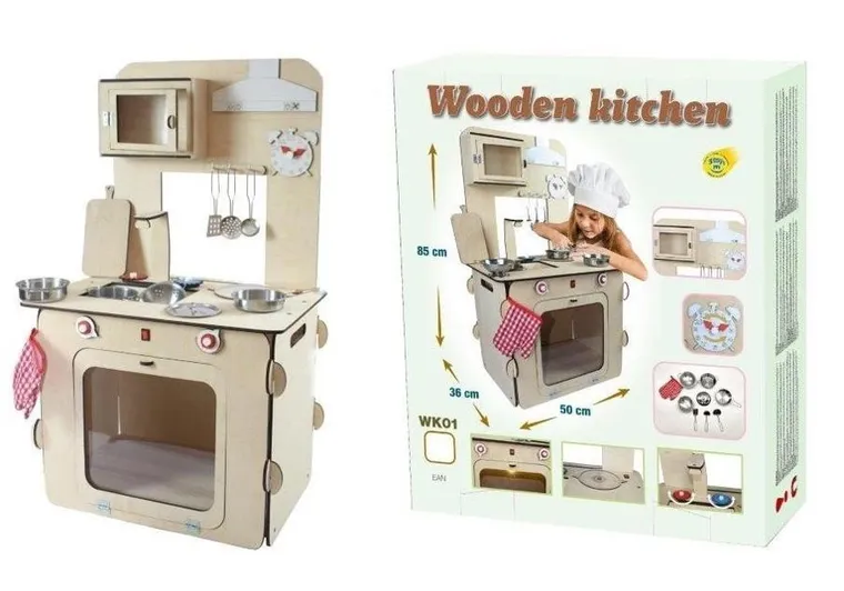 3toysm, kuchnia drewniana z akcesoriami