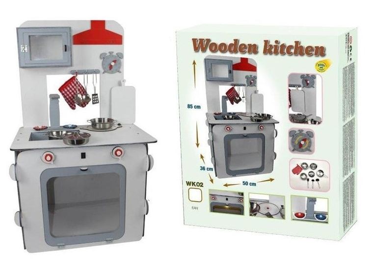 3toysm, kuchnia drewniana z akcesoriami, biała