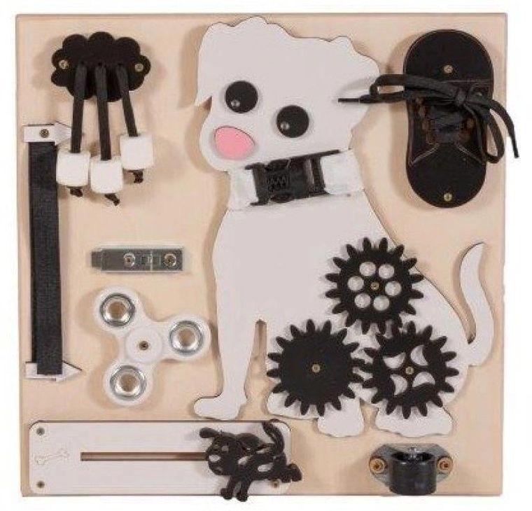 3toysm, tablica manipulacyjna Pies Hugo, beżowa