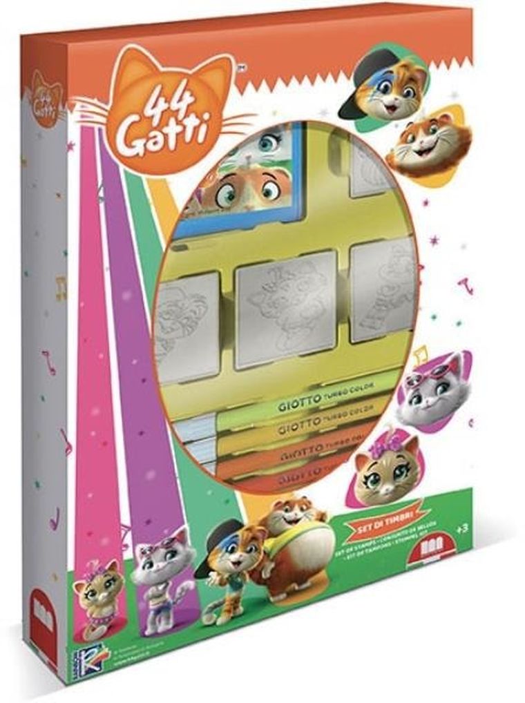 44 Koty, zestaw kreatywny, pieczątki, 4 szt.
