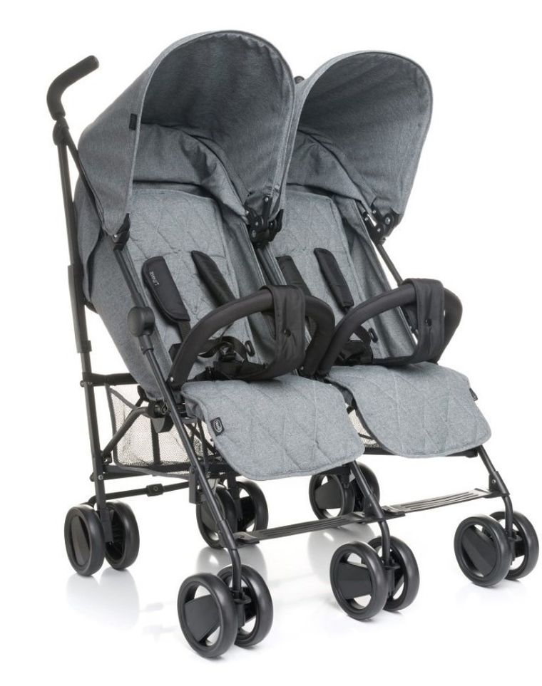 4baby, Twins, wózek bliżniaczy, szary
