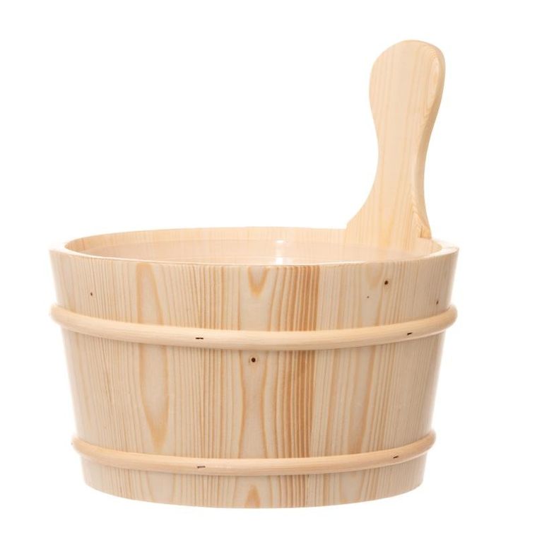 4living, drewniany ceber do sauny, plastikowy wkład, 4l