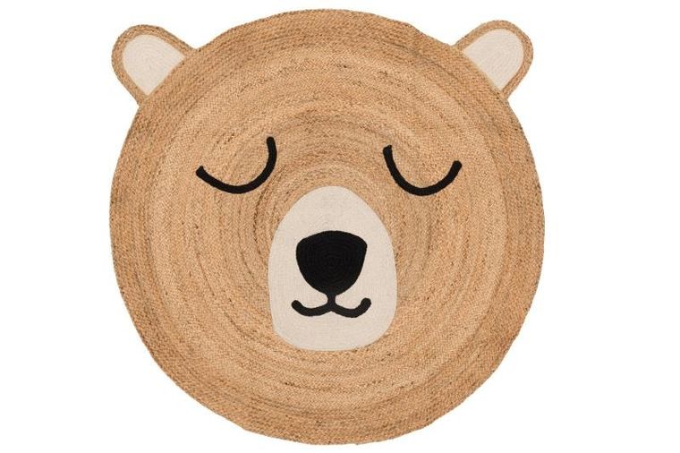 4living, dywanik jutowy z misiem, 120 cm