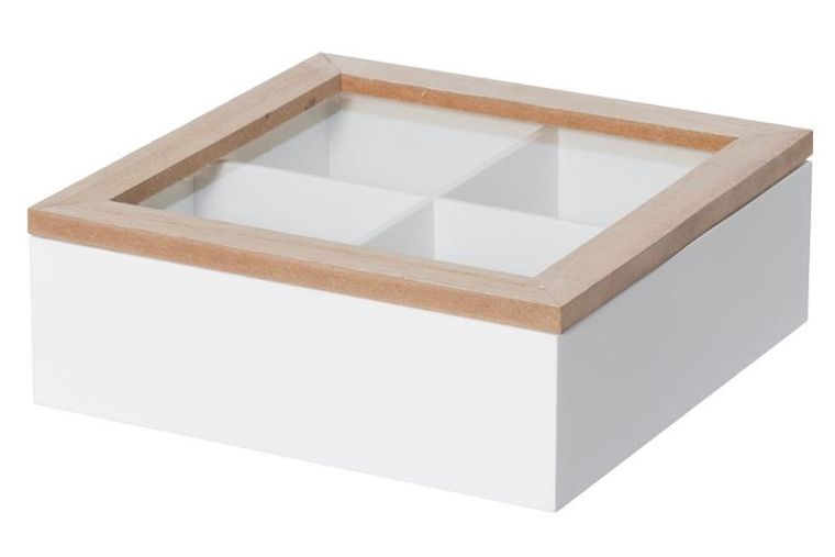 4living, pudełko zamykane z przegródkami, 20-20-7 cm