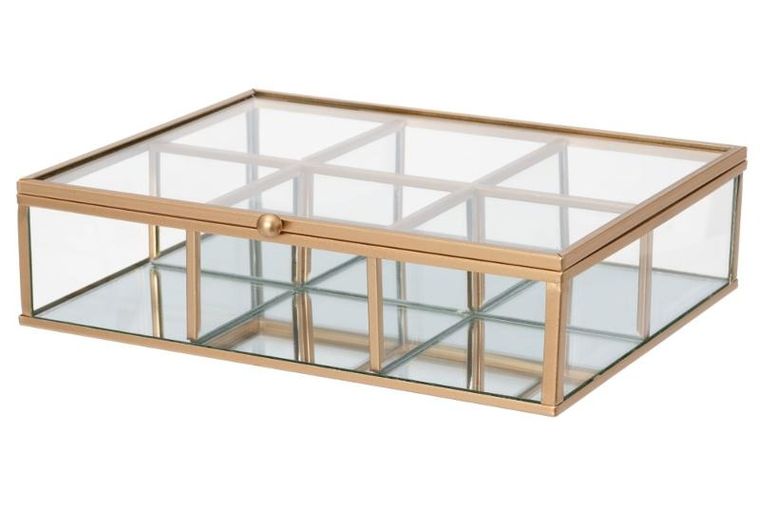 4living, szklana szkatułka z przegródkami, Gemmy, 20-16 cm