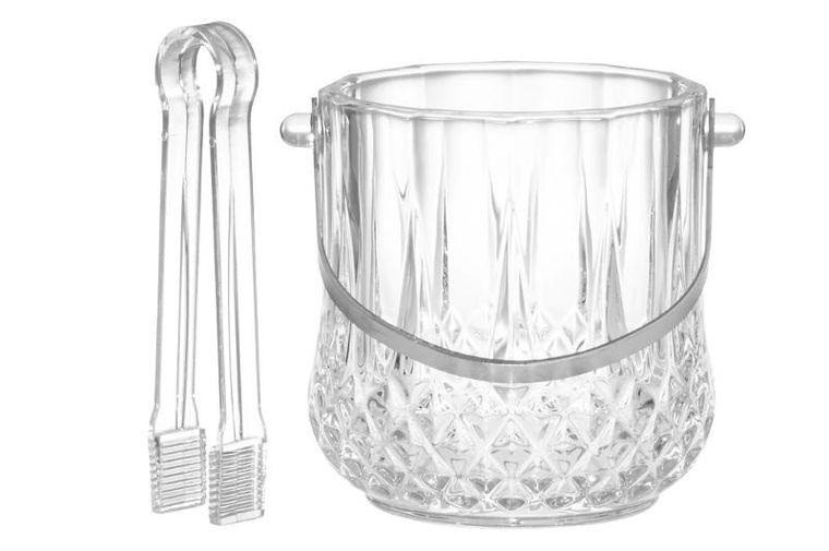 4living, szklane wiaderko na lód ze szczypcami, ø 13.5 cm