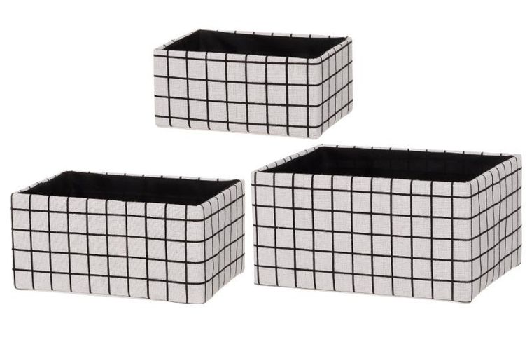 4living, tekstylne organizery w kratkę, 3 szt.