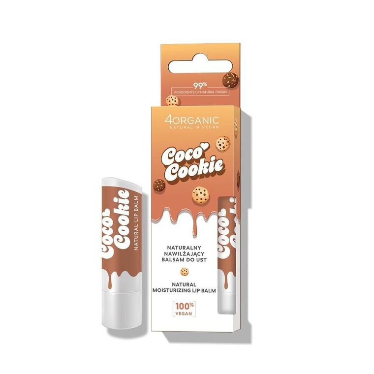 4organic, naturalny nawilżający balsam do ust, Coco Cookie, 5g