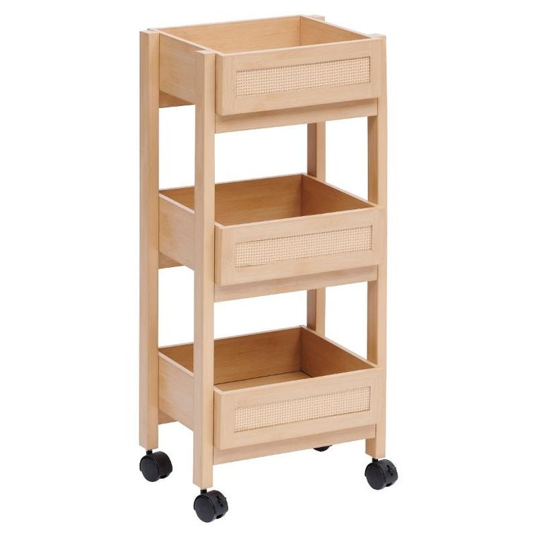 5five Simply Smart, Cane, wózek kuchenny na kółkach, plecionka wiedeńska, 39,6-30-85,5 cm