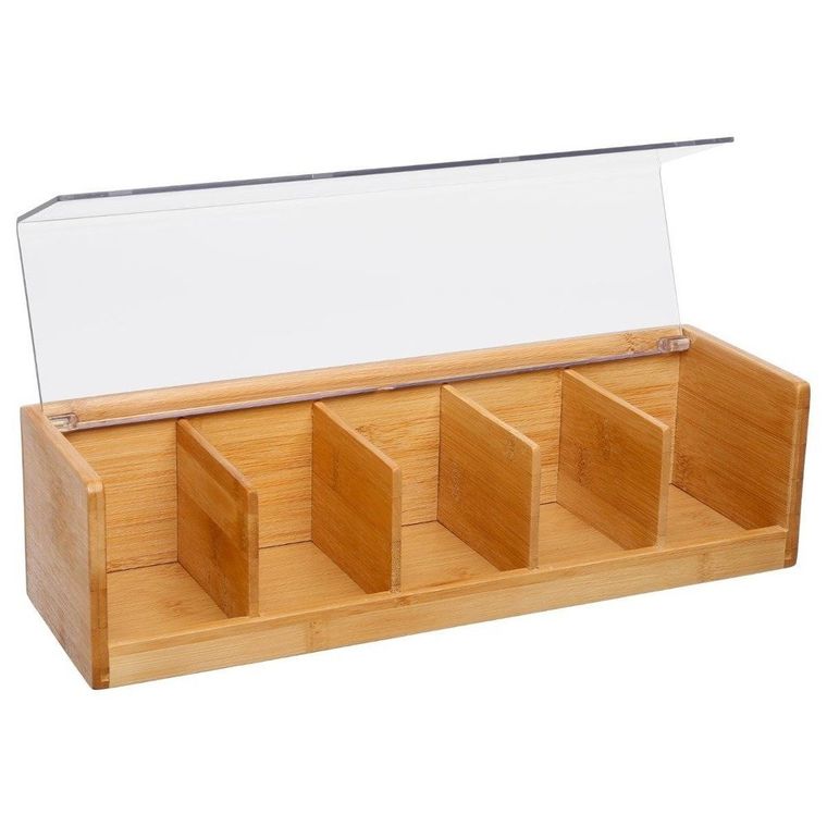 5five Simply Smart, drewniana herbaciarka, 5 przegródek, bambus