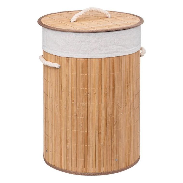 5five Simply Smart, kosz na pranie, bamboo, okrągły, z pokrywką, 48l