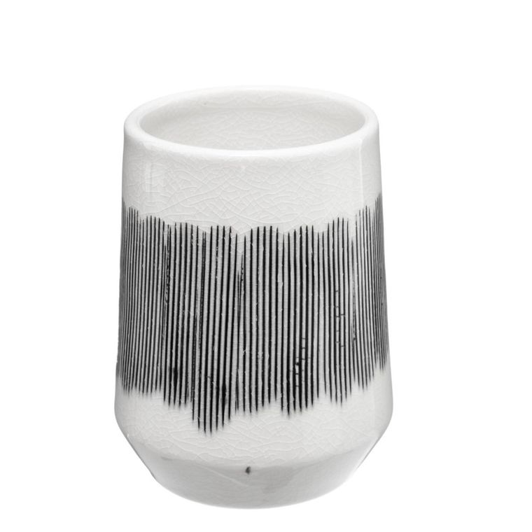 5five Simply Smart, kubek na szczoteczki, Masai, ceramika, biało-czarny