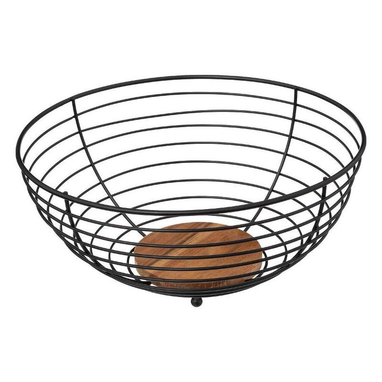 5five Simply Smart, metalowy kosz na owoce, czarny, Ø 28 cm