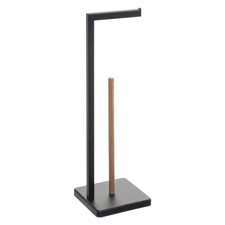 5five Simply Smart, metalowy stojak na papier toaletowy z zapasem, Naturelo, czarny