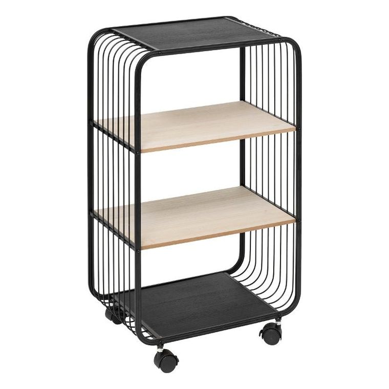 5five simply smart, Noir, półka mobilna, 3-poziomowa, metalowa, 43,3-28-74 cm
