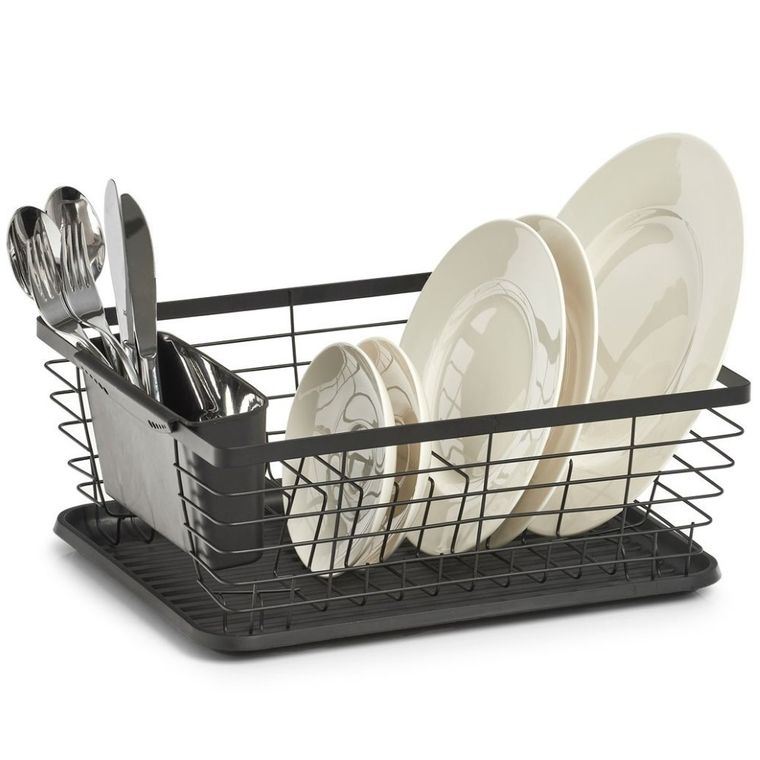 5five Simply Smart, ociekacz do naczyń z pojemnikiem na sztućce, czarny