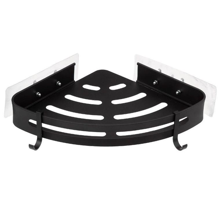 5five Simply Smart, półka łazienkowa narożna pod prysznic, aluminiowa, czarna, 29.2-23.5-4 cm