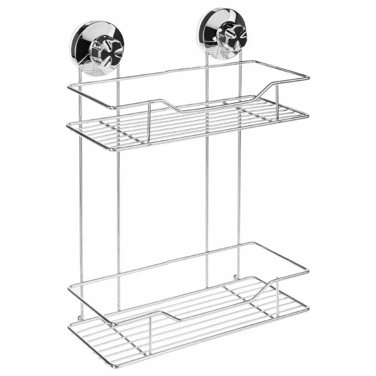 5five Simply Smart, półka łazienkowa, wisząca na przyssawki, 2 poziomy, stal chromowana, narożna