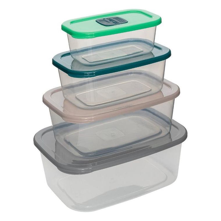 5five Simply Smart, Rect, pojemniki na żywność, zamykane na klik, 4 szt.