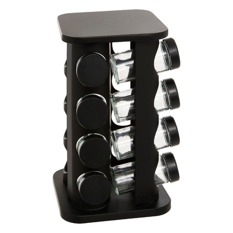 5five Simply Smart, Rota, organizer na przyprawy ze szklanymi słoikami, metalowy, 16 szt.